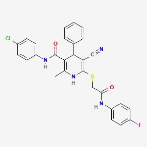 molecular formula C28H22ClIN4O2S B11088704 N-(4-chlorophenyl)-5-cyano-6-({2-[(4-iodophenyl)amino]-2-oxoethyl}sulfanyl)-2-methyl-4-phenyl-1,4-dihydropyridine-3-carboxamide 