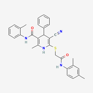 molecular formula C31H30N4O2S B11088809 5-cyano-6-({2-[(2,4-dimethylphenyl)amino]-2-oxoethyl}sulfanyl)-2-methyl-N-(2-methylphenyl)-4-phenyl-1,4-dihydropyridine-3-carboxamide 