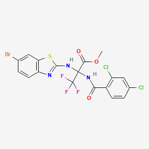 molecular formula C18H11BrCl2F3N3O3S B11088831 Methyl 2-[(6-bromo-1,3-benzothiazol-2-yl)amino]-2-[(2,4-dichlorobenzoyl)amino]-3,3,3-trifluoropropanoate 