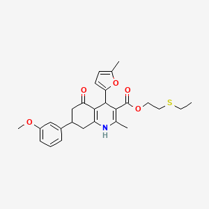 2-(Ethylsulfanyl)ethyl 7-(3-methoxyphenyl)-2-methyl-4-(5-methylfuran-2-yl)-5-oxo-1,4,5,6,7,8-hexahydroquinoline-3-carboxylate