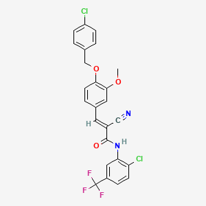 molecular formula C25H17Cl2F3N2O3 B11088841 (2E)-3-{4-[(4-chlorobenzyl)oxy]-3-methoxyphenyl}-N-[2-chloro-5-(trifluoromethyl)phenyl]-2-cyanoprop-2-enamide 