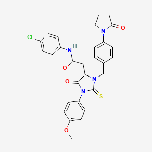 N-(4-chlorophenyl)-2-{1-(4-methoxyphenyl)-5-oxo-3-[4-(2-oxopyrrolidin-1-yl)benzyl]-2-thioxoimidazolidin-4-yl}acetamide