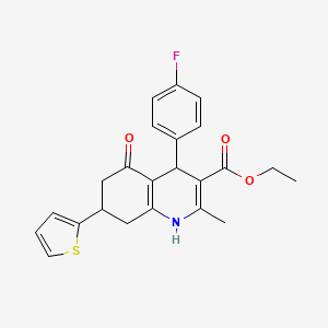 Ethyl 4-(4-fluorophenyl)-2-methyl-5-oxo-7-(thiophen-2-yl)-1,4,5,6,7,8-hexahydroquinoline-3-carboxylate