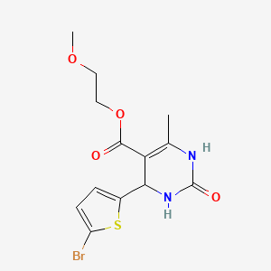 molecular formula C13H15BrN2O4S B11088850 2-Methoxyethyl 4-(5-bromothiophen-2-yl)-6-methyl-2-oxo-1,2,3,4-tetrahydropyrimidine-5-carboxylate 