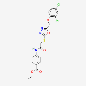 molecular formula C20H17Cl2N3O5S B11088861 Ethyl 4-{[({5-[(2,4-dichlorophenoxy)methyl]-1,3,4-oxadiazol-2-yl}sulfanyl)acetyl]amino}benzoate 