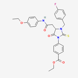 Ethyl 4-[4-{2-[(4-ethoxyphenyl)amino]-2-oxoethyl}-3-(4-fluorobenzyl)-5-oxo-2-thioxoimidazolidin-1-yl]benzoate