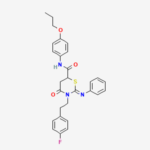 (2Z)-3-[2-(4-fluorophenyl)ethyl]-4-oxo-2-(phenylimino)-N-(4-propoxyphenyl)-1,3-thiazinane-6-carboxamide