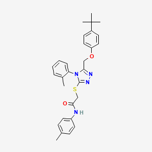 molecular formula C29H32N4O2S B11088893 2-((5-((4-(tert-Butyl)phenoxy)methyl)-4-(o-tolyl)-4H-1,2,4-triazol-3-yl)thio)-N-(p-tolyl)acetamide CAS No. 539808-84-9