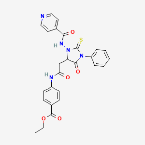 Ethyl 4-[({5-oxo-1-phenyl-3-[(pyridin-4-ylcarbonyl)amino]-2-thioxoimidazolidin-4-yl}acetyl)amino]benzoate