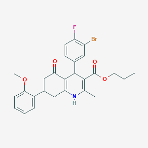 Propyl 4-(3-bromo-4-fluorophenyl)-7-(2-methoxyphenyl)-2-methyl-5-oxo-1,4,5,6,7,8-hexahydroquinoline-3-carboxylate