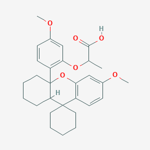 molecular formula C29H36O6 B11088984 2-[5-methoxy-2-(6'-methoxy-1',3',4',9a'-tetrahydrospiro[cyclohexane-1,9'-xanthen]-4a'(2'H)-yl)phenoxy]propanoic acid 