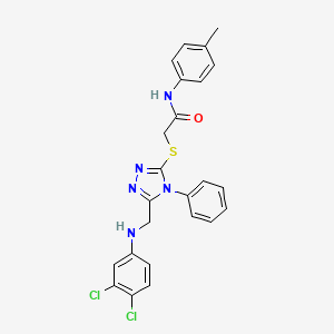 molecular formula C24H21Cl2N5OS B11089019 2-[(5-{[(3,4-dichlorophenyl)amino]methyl}-4-phenyl-4H-1,2,4-triazol-3-yl)sulfanyl]-N-(4-methylphenyl)acetamide CAS No. 539809-60-4