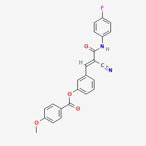 molecular formula C24H17FN2O4 B11089042 3-{(1E)-2-cyano-3-[(4-fluorophenyl)amino]-3-oxoprop-1-en-1-yl}phenyl 4-methoxybenzoate 