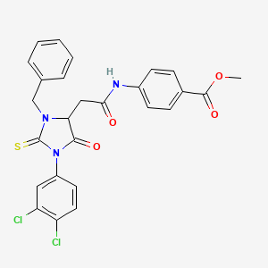 molecular formula C26H21Cl2N3O4S B11089110 Methyl 4-({[3-benzyl-1-(3,4-dichlorophenyl)-5-oxo-2-thioxoimidazolidin-4-yl]acetyl}amino)benzoate 