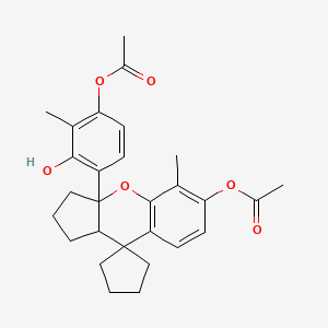 molecular formula C28H32O6 B11089115 3a-[4-(acetyloxy)-2-hydroxy-3-methylphenyl]-5-methyl-2,3,3a,9a-tetrahydro-1H-spiro[cyclopenta[b]chromene-9,1'-cyclopentan]-6-yl acetate 