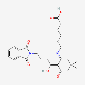 molecular formula C26H32N2O6 B11089128 6-({2-[4-(1,3-dioxo-1,3-dihydro-2H-isoindol-2-yl)butanoyl]-5,5-dimethyl-3-oxocyclohex-1-en-1-yl}amino)hexanoic acid 