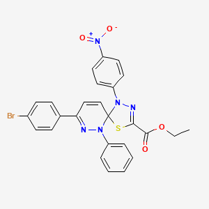 molecular formula C26H20BrN5O4S B11089211 Ethyl 8-(4-bromophenyl)-1-(4-nitrophenyl)-6-phenyl-4-thia-1,2,6,7-tetraazaspiro[4.5]deca-2,7,9-triene-3-carboxylate 