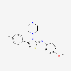 molecular formula C22H26N4OS B11089241 4-methoxy-N-[(2E)-4-(4-methylphenyl)-3-(4-methylpiperazin-1-yl)-1,3-thiazol-2(3H)-ylidene]aniline 