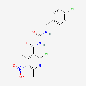 molecular formula C16H14Cl2N4O4 B11089293 2-chloro-N-[(4-chlorobenzyl)carbamoyl]-4,6-dimethyl-5-nitropyridine-3-carboxamide 