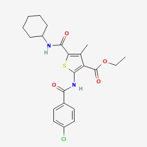 Ethyl 2-{[(4-chlorophenyl)carbonyl]amino}-5-(cyclohexylcarbamoyl)-4-methylthiophene-3-carboxylate