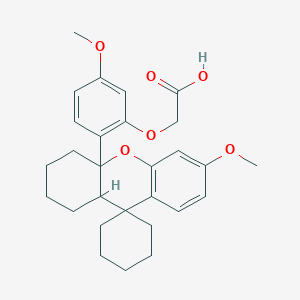 molecular formula C28H34O6 B11089357 [5-methoxy-2-(6'-methoxy-1',3',4',9a'-tetrahydrospiro[cyclohexane-1,9'-xanthen]-4a'(2'H)-yl)phenoxy]acetic acid 