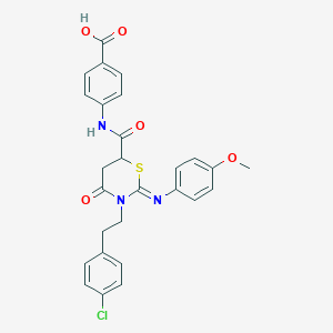 molecular formula C27H24ClN3O5S B11089369 4-[({(2Z)-3-[2-(4-chlorophenyl)ethyl]-2-[(4-methoxyphenyl)imino]-4-oxo-1,3-thiazinan-6-yl}carbonyl)amino]benzoic acid 