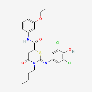 (2Z)-3-butyl-2-[(3,5-dichloro-4-hydroxyphenyl)imino]-N-(3-ethoxyphenyl)-4-oxo-1,3-thiazinane-6-carboxamide