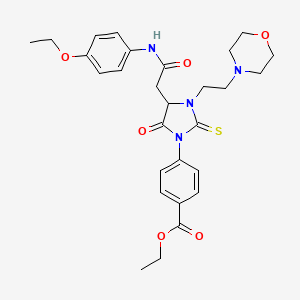 Ethyl 4-(4-{2-[(4-ethoxyphenyl)amino]-2-oxoethyl}-3-[2-(morpholin-4-yl)ethyl]-5-oxo-2-thioxoimidazolidin-1-yl)benzoate