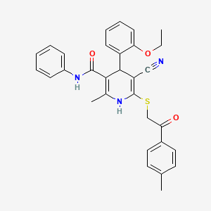 molecular formula C31H29N3O3S B11089410 5-cyano-4-(2-ethoxyphenyl)-2-methyl-6-{[2-(4-methylphenyl)-2-oxoethyl]sulfanyl}-N-phenyl-1,4-dihydropyridine-3-carboxamide 