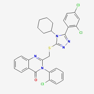 3-(2-chlorophenyl)-2-({[4-cyclohexyl-5-(2,4-dichlorophenyl)-4H-1,2,4-triazol-3-yl]sulfanyl}methyl)quinazolin-4(3H)-one