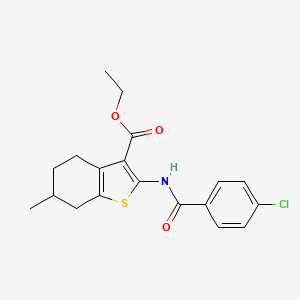 molecular formula C19H20ClNO3S B11089434 Ethyl 2-[(4-chlorobenzoyl)amino]-6-methyl-4,5,6,7-tetrahydro-1-benzothiophene-3-carboxylate CAS No. 76981-84-5