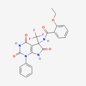 molecular formula C22H17F3N4O5 B11089441 2-ethoxy-N-[2,4,6-trioxo-1-phenyl-5-(trifluoromethyl)-2,3,4,5,6,7-hexahydro-1H-pyrrolo[2,3-d]pyrimidin-5-yl]benzamide 