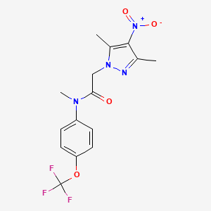 molecular formula C15H15F3N4O4 B11089483 2-(3,5-dimethyl-4-nitro-1H-pyrazol-1-yl)-N-methyl-N-[4-(trifluoromethoxy)phenyl]acetamide 