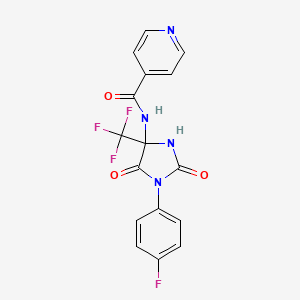 molecular formula C16H10F4N4O3 B11089493 N-[1-(4-fluorophenyl)-2,5-dioxo-4-(trifluoromethyl)imidazolidin-4-yl]pyridine-4-carboxamide 