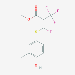 molecular formula C12H10F4O3S B11089506 methyl (2E)-3-fluoro-3-[(4-hydroxy-3-methylphenyl)sulfanyl]-2-(trifluoromethyl)prop-2-enoate 