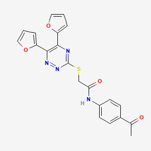 molecular formula C21H16N4O4S B11089531 N-(4-acetylphenyl)-2-[[5,6-bis(furan-2-yl)-1,2,4-triazin-3-yl]sulfanyl]acetamide 