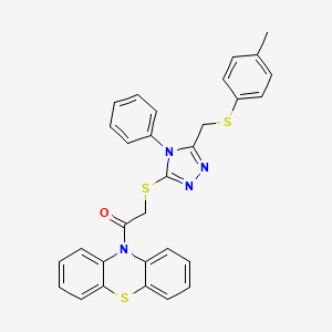 1-(10H-Phenothiazin-10-yl)-2-((4-phenyl-5-((p-tolylthio)methyl)-4H-1,2,4-triazol-3-yl)thio)ethanone