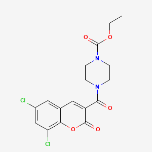 molecular formula C17H16Cl2N2O5 B11089581 ethyl 4-[(6,8-dichloro-2-oxo-2H-chromen-3-yl)carbonyl]piperazine-1-carboxylate 