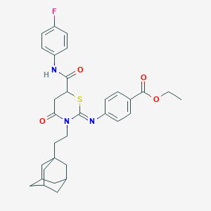 Ethyl 4-({3-[2-(1-adamantyl)ethyl]-6-[(4-fluoroanilino)carbonyl]-4-oxo-1,3-thiazinan-2-yliden}amino)benzoate