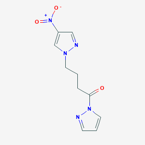 molecular formula C10H11N5O3 B11089591 4-(4-nitro-1H-pyrazol-1-yl)-1-(1H-pyrazol-1-yl)butan-1-one 