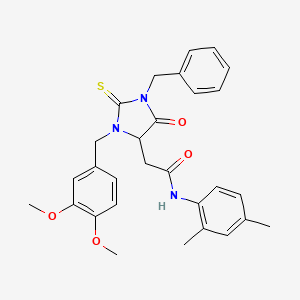 molecular formula C29H31N3O4S B11089598 2-[1-benzyl-3-(3,4-dimethoxybenzyl)-5-oxo-2-thioxoimidazolidin-4-yl]-N-(2,4-dimethylphenyl)acetamide 