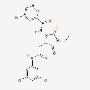 molecular formula C19H16BrCl2N5O3S B11089658 5-bromo-N-(5-{2-[(3,5-dichlorophenyl)amino]-2-oxoethyl}-3-ethyl-4-oxo-2-thioxoimidazolidin-1-yl)pyridine-3-carboxamide 