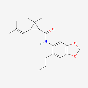 molecular formula C20H27NO3 B11089676 Cyclopropanecarboxamide, 2,2-dimethyl-3-(2-methyl-1-propenyl)-N-(6-propyl-1,3-benzodioxol-5-yl)- 