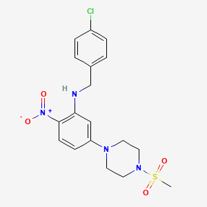 molecular formula C18H21ClN4O4S B11089683 (4-Chlorobenzyl){5-[4-(methylsulfonyl)-1-piperazinyl]-2-nitrophenyl}amine 