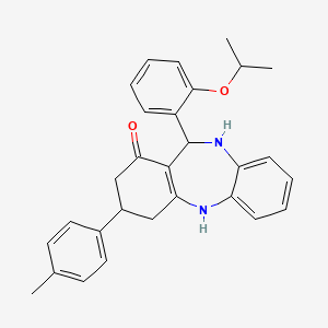 molecular formula C29H30N2O2 B11089698 11-(2-isopropoxyphenyl)-3-(4-methylphenyl)-2,3,4,5,10,11-hexahydro-1H-dibenzo[b,e][1,4]diazepin-1-one 