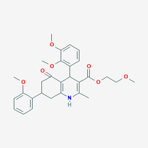 molecular formula C29H33NO7 B11089708 2-Methoxyethyl 4-(2,3-dimethoxyphenyl)-7-(2-methoxyphenyl)-2-methyl-5-oxo-1,4,5,6,7,8-hexahydroquinoline-3-carboxylate 