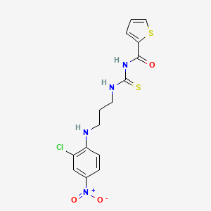 molecular formula C15H15ClN4O3S2 B11089719 N-({3-[(2-chloro-4-nitrophenyl)amino]propyl}carbamothioyl)thiophene-2-carboxamide 