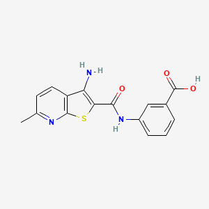 molecular formula C16H13N3O3S B11089741 3-{[(3-Amino-6-methylthieno[2,3-b]pyridin-2-yl)carbonyl]amino}benzoic acid 