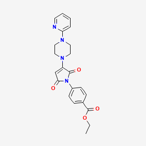 molecular formula C22H22N4O4 B11089769 ethyl 4-{2,5-dioxo-3-[4-(pyridin-2-yl)piperazin-1-yl]-2,5-dihydro-1H-pyrrol-1-yl}benzoate 