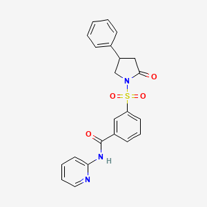 molecular formula C22H19N3O4S B11089791 3-[(2-oxo-4-phenylpyrrolidin-1-yl)sulfonyl]-N-(pyridin-2-yl)benzamide 